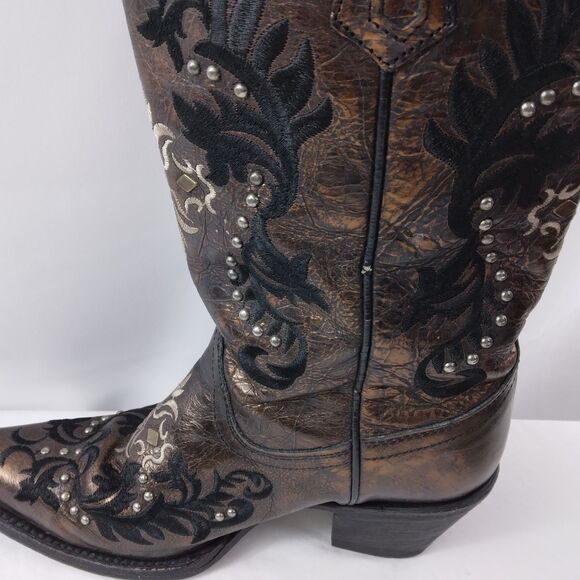 CORRAL Bronze Leather Studded Distressed Western Cowboy Boots Rodeo Women's 7M - Picture 13 of 16
